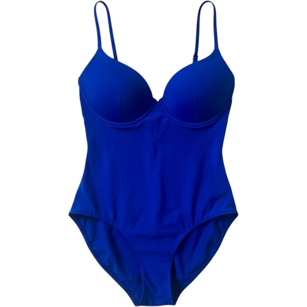 Popilush Womens Royal Blue Underwire V-Wire One Piece Swimsuit Size L